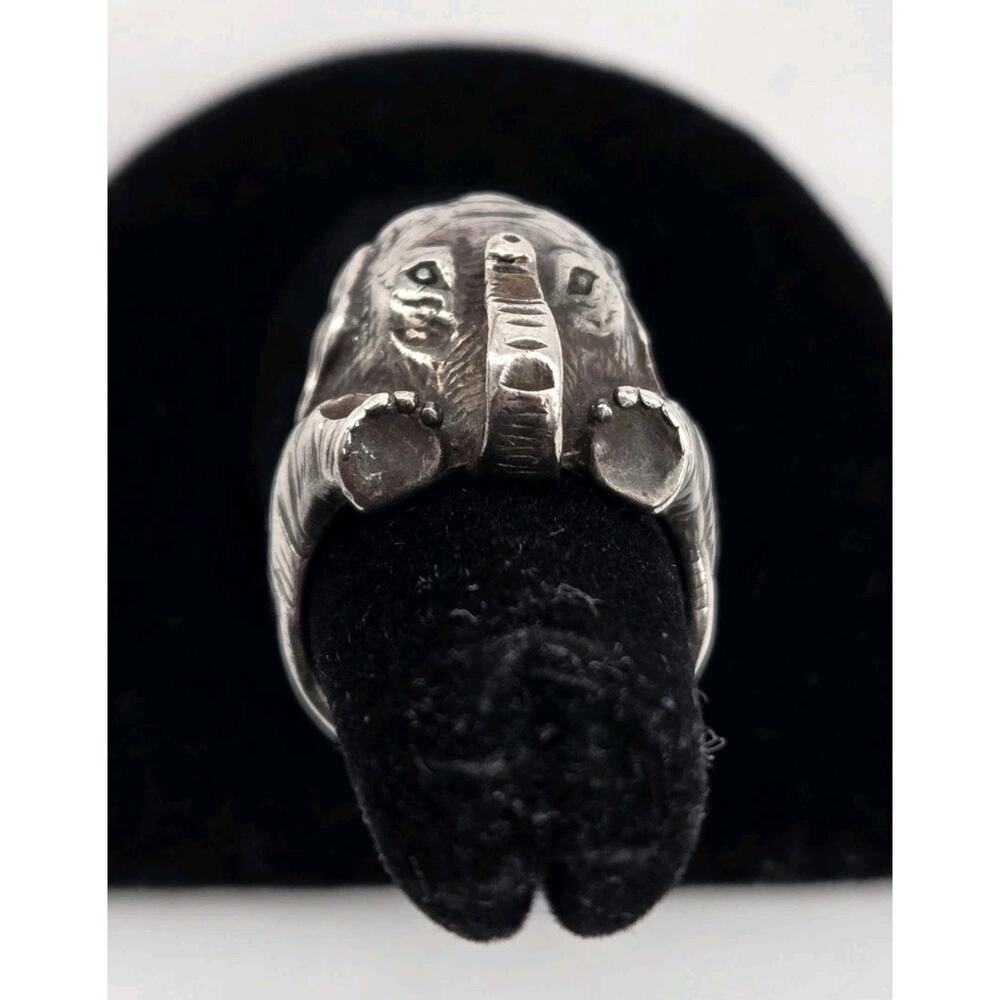 Vtg Native American Shubes Manufacturing Elephant Sterling Silver Ring Sz 6.25 - Picture 7 of 11